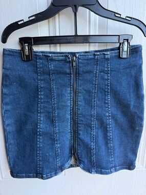 We The Free Denim Front-Zip Festival Mini Skirt